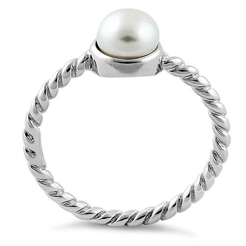 Sterling Silver Synthetic Pearl Rope Ring
