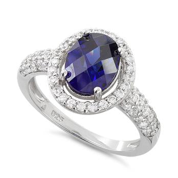 Sterling Silver Tanzanite Oval Halo CZ Ring