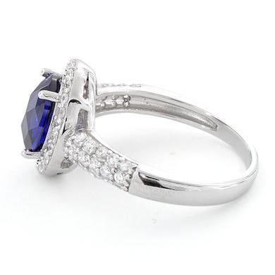 Sterling Silver Tanzanite Oval Halo CZ Ring