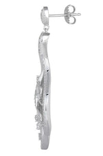 Sterling Silver Tear Drop Marquise CZ Dangle Earrings