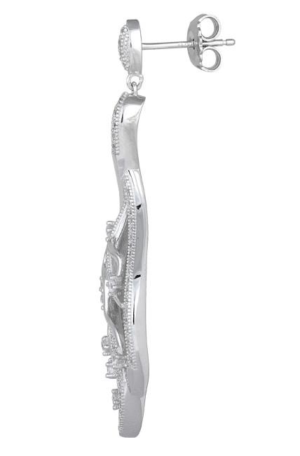 Sterling Silver Tear Drop Marquise CZ Dangle Earrings