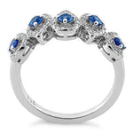 Sterling Silver Tear Drops Blue Spinel CZ Ring
