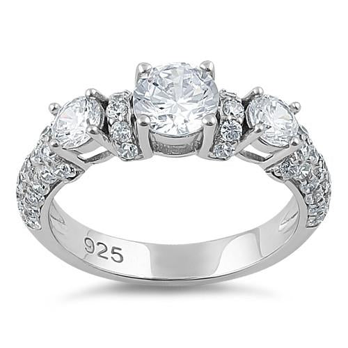 Sterling Silver 3-Stone CZ Ring