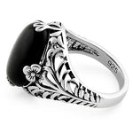 Sterling Silver Gold Obsidian Gemstone Ring