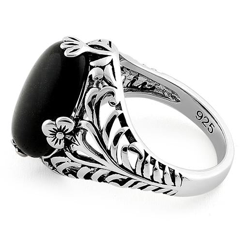 Gem Stone King 925 Sterling Silver Black Onyx Engagement