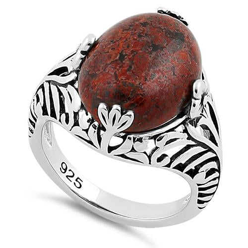 Sterling Silver Timeless Red Poppy Jasper Gemstone Ring