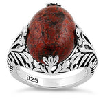 Sterling Silver Red Poppy Jasper Gemstone Ring