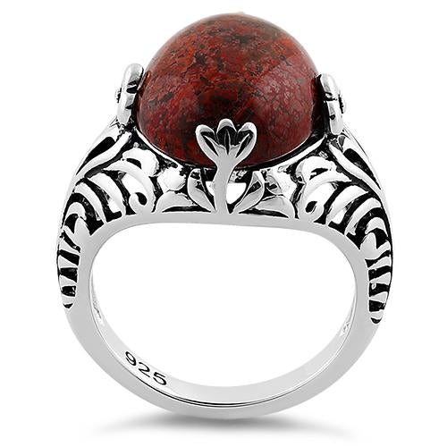 Sterling Silver Timeless Red Poppy Jasper Gemstone Ring