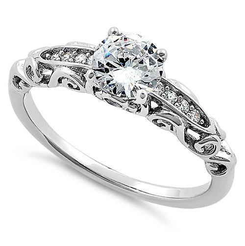 Sterling Silver Timeless Round Cut Clear CZ Engagement Ring