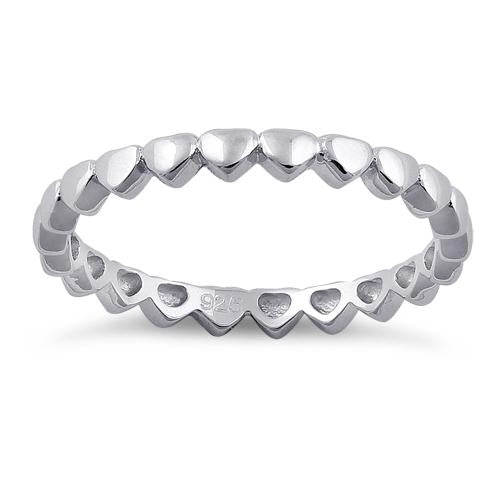 Sterling Silver Tiny Hearts Eternity Ring