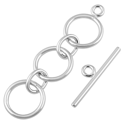 Sterling Silver Toggle Clasp 3 Rings 10mm