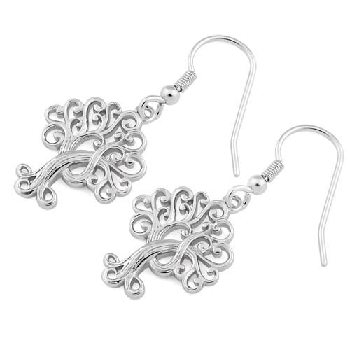 Sterling Silver Tree of Life Hook Earrings