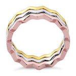 Sterling Silver Tri-Color Zig Zag Stackable Ring