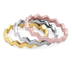 Sterling Silver Tri-Color Zig Zag Stackable Ring