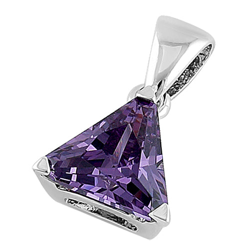 Sterling Silver Triangle Amethyst CZ Pendant