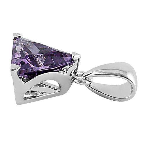 Sterling Silver Triangle Amethyst CZ Pendant