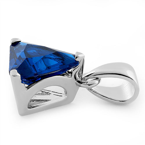 Sterling Silver Triangle Blue Sapphire CZ Pendant