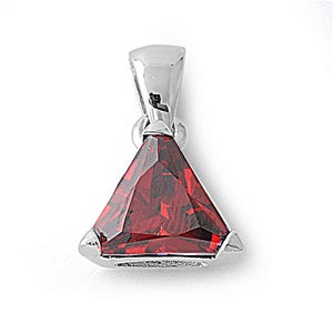 Sterling Silver Triangle Garnet CZ Pendant