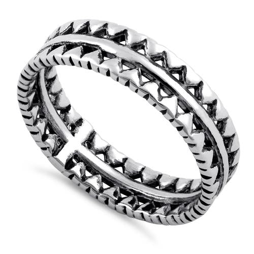 Sterling Silver Triangle Pattern Eternity Ring