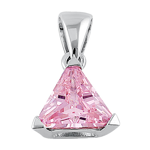 Sterling Silver Triangle Pink Pendant