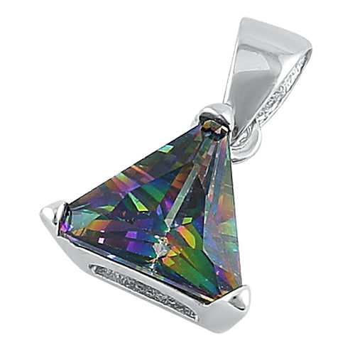 Sterling Silver Triangle Rainbow Topaz Pendant