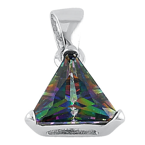 Sterling Silver Triangle Rainbow Topaz Pendant
