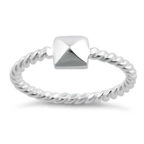 Sterling Silver Triangle Rope Ring