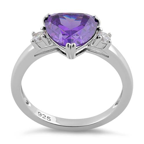 Sterling Silver Trillion Cut Amethyst CZ Ring