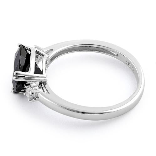 Sterling Silver Trillion Cut Black CZ Ring