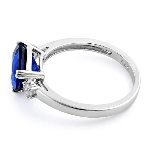 Sterling Silver Trillion Cut Blue Spinel CZ Ring
