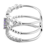 Sterling Silver Triple Amethyst CZ Ring