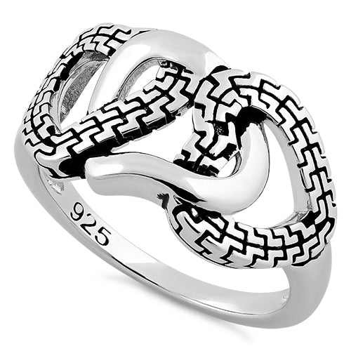 Sterling Silver Triple Chained Heart Ring