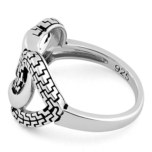 Sterling Silver Triple Chained Heart Ring