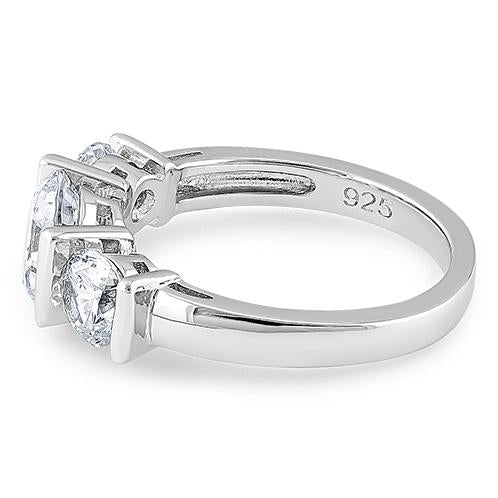 Sterling Silver Triple Clear CZ Ring