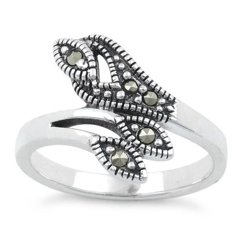 Sterling Silver Triple Eye Marcasite Ring