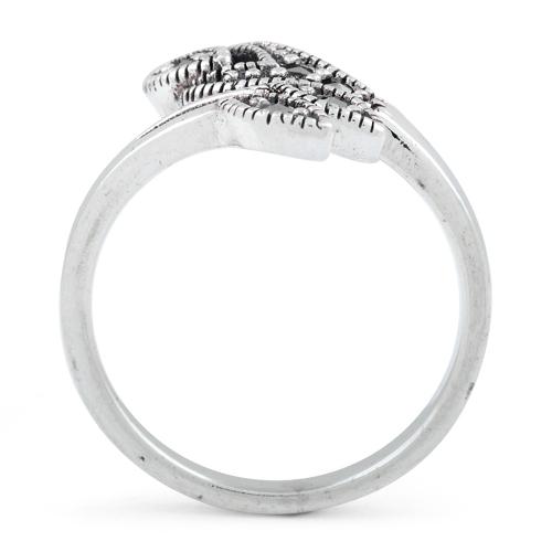 Sterling Silver Triple Eye Marcasite Ring
