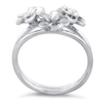 Sterling Silver Triple Flower CZ Ring