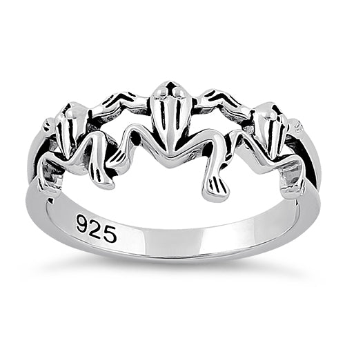 Sterling Silver Triple Frogs Ring