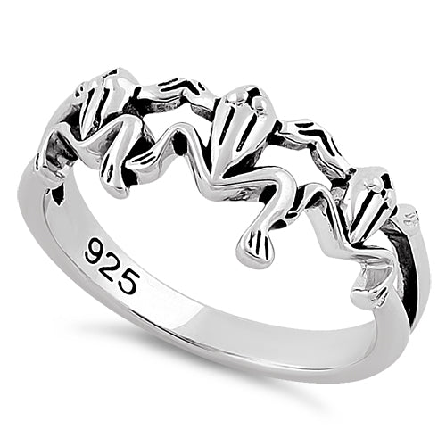 Sterling Silver Triple Frogs Ring