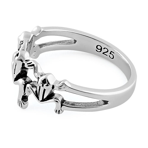 Sterling Silver Triple Frogs Ring