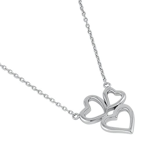 Sterling Silver Triple Heart Necklace