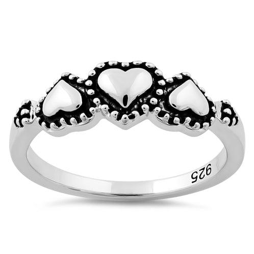 Sterling Silver Triple Heart Ring