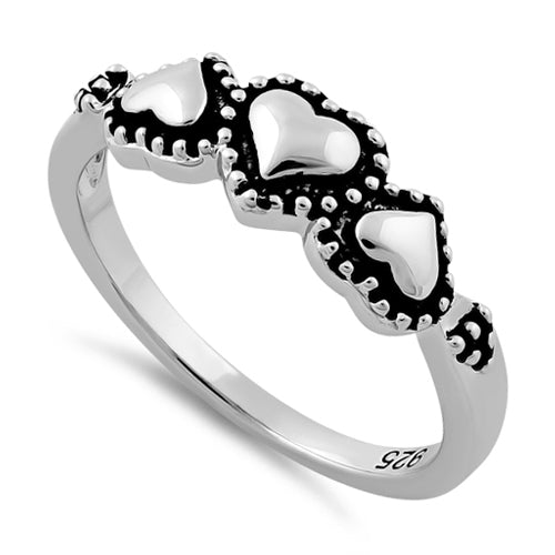 Sterling Silver Triple Heart Ring