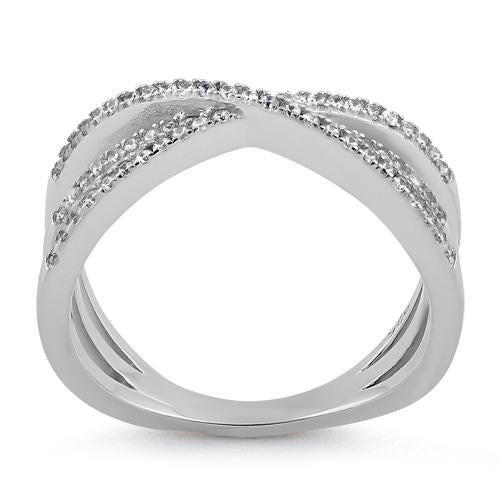 Sterling Silver Triple Overlapping Cage CZ Ring