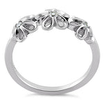Sterling Silver Triple Plumeria CZ ring