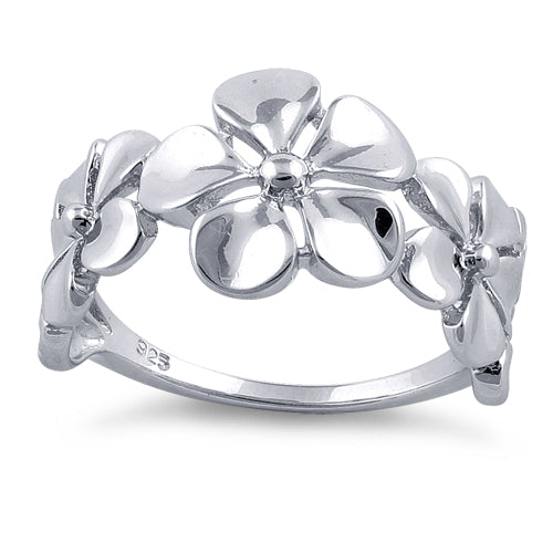 Sterling Silver Triple Plumeria Ring for Sale - Dreamland Jewelry