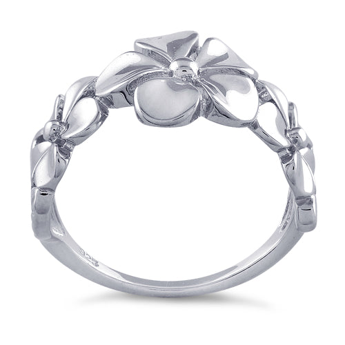 Sterling Silver Triple Plumeria Ring for Sale - Dreamland Jewelry