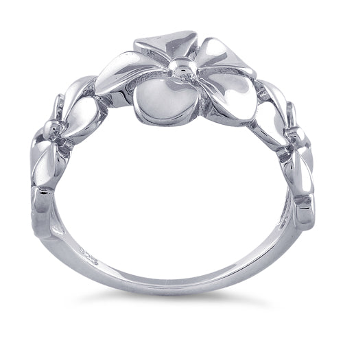 Sterling Silver Triple Plumeria Ring