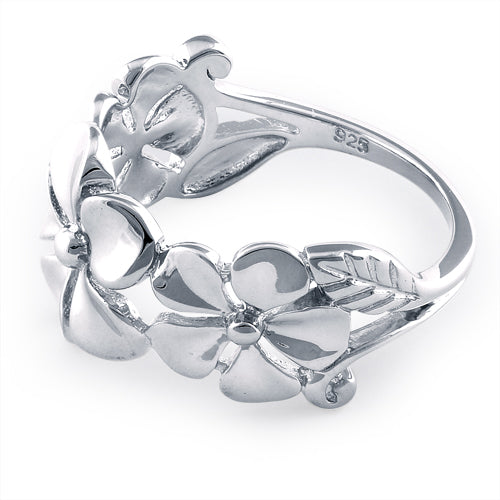 Sterling Silver Triple Plumeria Ring for Sale - Dreamland Jewelry