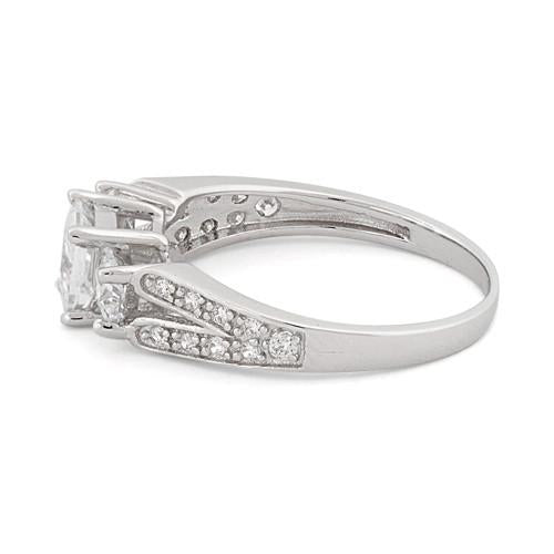 Sterling Silver Triple Princess Cut CZ Ring